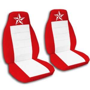 Red and White seat covers with a Nautical star for a 2006 to 2012 