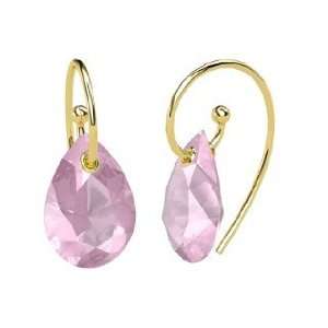   Monsoon Earrings, Pear Rose Quartz 14K Yellow Gold Earrings Jewelry
