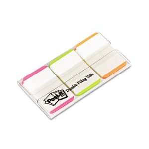  File Tabs, 1 x 1 1/2, Striped, Assorted Fluorescent Colors, 66/Pack
