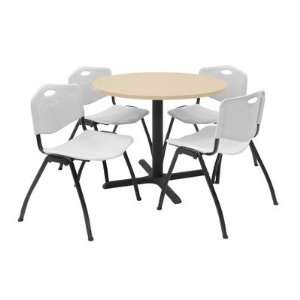   Table in Beige / Grey Nebula with 4 Stackable M Chairs Chair material