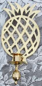 Solid Brass PINEAPPLE DESIGN CANDLE WALL SCONCE   EUC  
