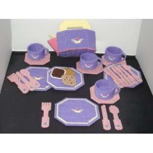   Handcrafted Needlepoint Pretend Play Dishes (Tea Set) Toys & Games