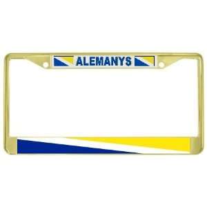 Alemanys Flag Gold Tone Metal License Plate Frame Holder 