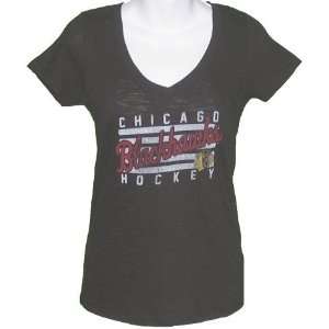   Chicago Blackhawks Jet Black Vneck Scrum Tshirt