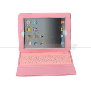 Bluetooth Wireless Keyboard Leather Case Cover for Apple iPad 2 Pink 