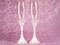 PRINCESS TIARA CROWN DESIGN TOASTING FLUTES GLASSES WEDDING 