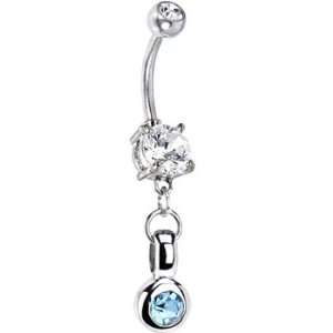    Handcrafted Sterling Silver Aqua Circle Belly Ring Jewelry