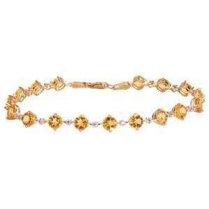    14k Yellow Gold Citrine and Diamond Tennis Bracelet, 7.25 Jewelry