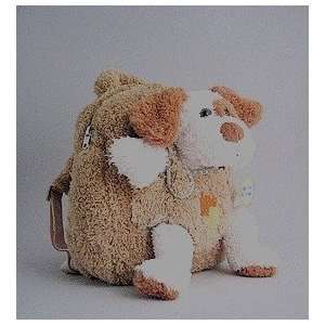  Kids plush stuffed animal backpack   cream with dog 