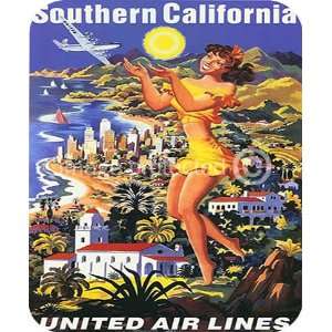 Southern California United Airlines Travel Art MOUSE PAD 