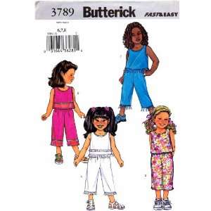  Butterick 3789 Sewing Pattern Girls Top Pants Size 6   7 