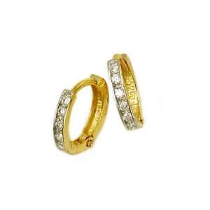    14K Yellow Gold Huggies Earrings with Channel Set Diamonds Jewelry
