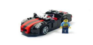 Lego Custom Black Sports Car w/ Red City Town 10211 8402 10182 10197 