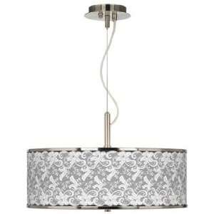 White Lace Giclee Glow 20 Wide Pendant Light