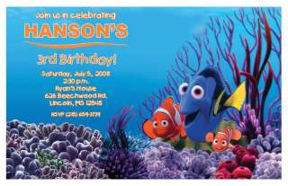 Set of 10 Finding Nemo Personalized Invitations B  