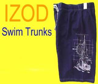 46 Mens IZOD Nautical SWIM SUIT Shorts SURF Trunks XXL  