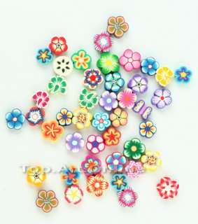   Mixed Color Fimo Polymer Clay Charm Loose Flowers Spacer Beads  