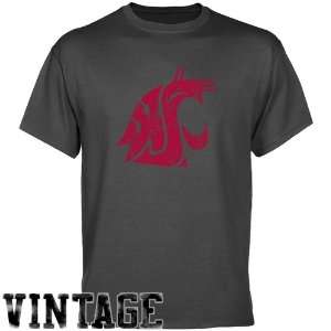 Washington State Cougars Charcoal Distressed Logo Vintage T shirt 