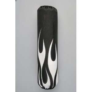   OEM Flamed Front Shock Covers. Black with White Flame. SMA SCVRR FL BB