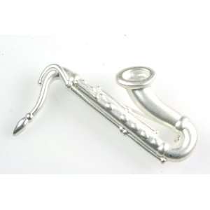  Notables Jewelry Saxophone Stick Pin   Matte Silver 