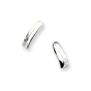  Silver Satin & Polished .02ct. Diamond Earrings QW178 QG 
