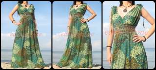 New Green Evening Sundress Party Cocktail Peacock Formal Maxi Long 