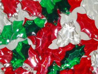 Christmas Holly Leaf Mix Lucite Beads Red Clear Green  