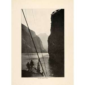  1910 Print NaeroyFjord Boat Norway Mountain Cliff Aurland 