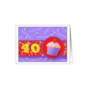  Cupcake Birthday Cards 40 Years Old Paper Greeting Cards 