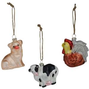 Red Shed¿ 3 piece Farm Animal Ornaments Set