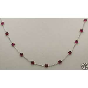 14K White Gold Ruby Necklace 18 New 
