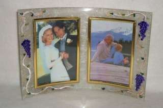 HANDPAINTED GRAPE DOUBLE PICTURE FRAME 4 X 6  
