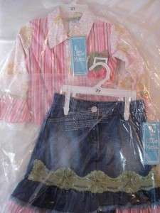 NWT *Little Mass* Toddler Girls Pink Shirt & Jean Skirt Oufit / Set 