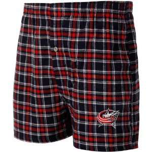 Columbus Blue Jackets Navy Blue Red Plaid Match Up Flannel Boxer 