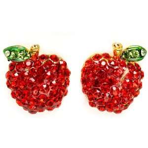 Designer Inspired Adorable Red Sparkling Crystal Embellished Apple 