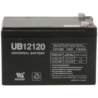 Universal D5744 UB12120 12V 12AH Sealed Lead Acid Battery (SLA) .187 