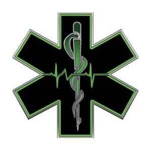  Green EMT EMS Star Of Life With Heartbeat   4 h 