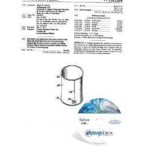  NEW Patent CD for WELDING MACHINE HAVING PROVISION FOR 