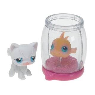Littlest Pet Shop Goldfish in Bowl and White Cat