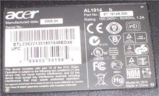 Repair Kit, Acer AL1914 b, LCD Monitor Capacitors 729440707415  