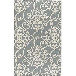Hand tufted Grey Floral Rug (5 x 8)  