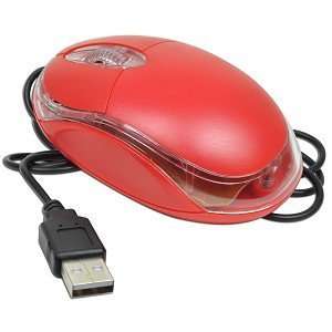  VIBE VA 60 M 3 Button USB Optical Scroll Mouse (Red/Clear 