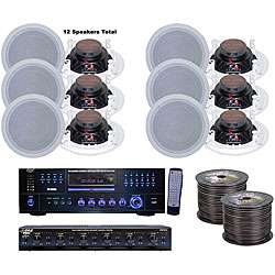 Pyle 6 room Home In ceiling Speakers and Amp System  