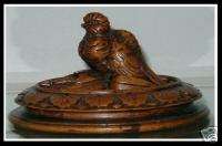 Rare Antique Black Forest Treen Pot Lid Paperweight  