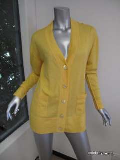 Autumn Cashmere Canary Yellow Button Down Cardigan M  