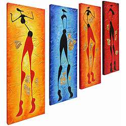 Hand painted Abstract Human Oil Paintings (Set of 4)  