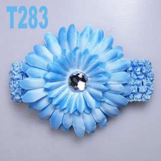 Baby girls crochet headband daisy flower hair clip 14 color free 