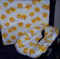 New Infant Car Seat Cover & Fleece Blanket Yellow Chick  