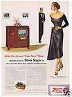 1951 zenith black magic tv and record player print ad