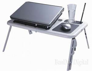 Laptop Reading Bed table adjustable Work desk Cooler  